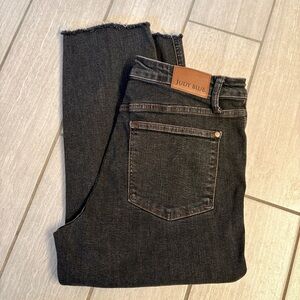 Judy Blue Womens Black Distressed Slim Fit Frayed Hem Cropped Jeans, size 13/31